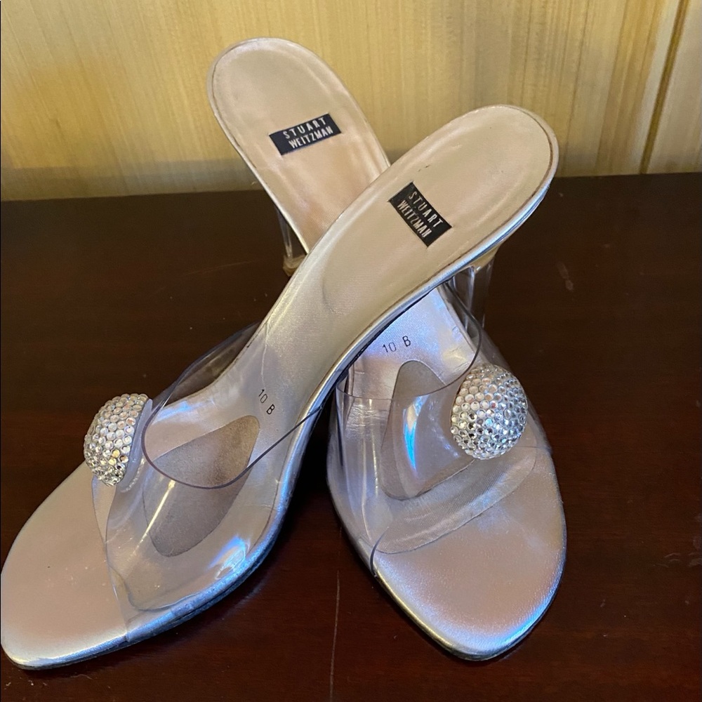 Stuart Weitzman size 10 high heeled mules.